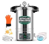 Huanyu 12L Autoclave Sterilizzatore, Temperatura e tempore golabili | Design ad apertura rapida, Sterilizzatore a vapore ad alta pressione per laboratori Università