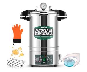 Huanyu 12L Autoclave Sterilizzatore, Temperatura e tempore golabili | Design ad apertura rapida, Sterilizzatore a vapore ad alta pressione per laboratori Università