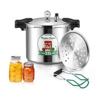 Huanyu 22L Pressure Canner con manometro e peso di pressione di 15PSI Sterilizzatore per lattine con base in lega compatibile con fornelli a induzione e a gas Pentole a pressione per l'inscatolamento