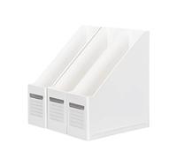 HUAPRINT Portariviste in cartone bianco, confezione da 3, organizer per riviste, con etichette
