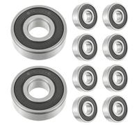 HUAREW 10 Pezzi 6201-2RS Cuscinetti a sfere sigillati, Acciaio cromato e Doppio sigillo in gomma, Pre-lubrificati, Cuscinetto a sfere a gola profonda(12 mm x 32 mm x10 mm)