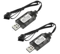 HUAREW 2Pcs 7,4V Caricatore USB Universale per Batteria LiPo 2S con Spina SM-4P, Compatibile con Auto RC, Drone, Aereo, Car, Trucks, Barca e Altri Giocattoli Radiocomandati, con Indicatore LED
