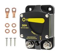 HUAREW 50A aripristino manuale interruttore, 12-48V DC Interruttore di Circuito Automatico Fusibile, con Capicorda Rondella In Rame per Audio per Auto Marine