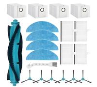 HUAREW Accessori di Ricambi per Cecotec Conga 7490 Immortal/ 8290 Immortal Ultra Power Home Genesis X-Treme, 1 Spazzola Principale, 6 Spazzole Laterali, 4 Filtri, 4 Panni Mop, 4 Sacchetti