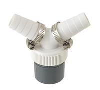 HUAREW Doppia Adattatore a Y per Raccordo Tubo con Uscita per Tubo 40 mm e Ingresso 19-24 mm e 2 Pezzi Fascette Metalliche 20-32 mm, per lavatrice, lavastoviglie, asciugatrice