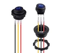 HUAREW Interruttore a bilanciere LED rotondo blu Custodia impermeabile 3 pin 12V20A per retrofit auto/yacht/elettrodomestici (2 pezzi)