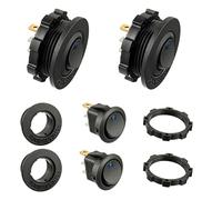 HUAREW Interruttore della luce a LED rotondo blu KCD1-8 Interruttore a bilanciere impermeabile 12V 20A per veicoli marini e vari Interruttore della luce impermeabile a 3 pin con custodia (2 pezzi)