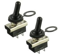 HUAREW KN3D -Interruttore a levetta in metallo, 12 V, 25 A, 2 posizioni, 2 pin, impermeabile, 101, con copertura in gomma (2 pezzi)