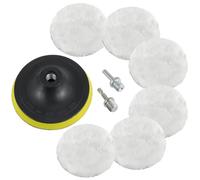 HUAREW Pad in Lana 6 Pezzi, Dischi per Lucidare con M14 Adattatore rotondi, Kit Lucidatura Auto Lana, Smerigliatrice angolare Copertura per lucidatura Spugna per lucidatura Auto（125mm）