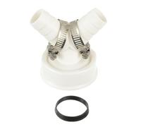 HUAREW Raccordo Scarico per Lavatrice e per Lavastoviglie con Ingresso 19-24 mm e Uscita DN 40 tubo, Connettore Set Include 2 Pezzi Fascette Metalliche 20-32 mm