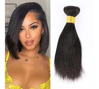 Huarisi 1 Bundle Human Hair Straight Bundles, Capelli lisci Corti 8 pollici per Donna, Capelli Vergini Brasiliani Non Trattati 8a doppia trama di Capelli Remy Spessi da 100 g