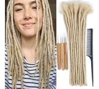 Huarisi 100% Human Hair Dreadlocks Extensions for Black Women 12 inch 20 Strands 0.4cm Blonde Real Hair Afro Kinky Handmade Permanent Loc Extensions for Men (613 Color, 20 Locs)