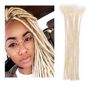 Huarisi 12 Inch 0.2cm Men Dreadlock Extensions Human Hair Blonde 10 Strands Thin Loc Extensions Real Hair for Women Color 613 Full Handmade Permanent
