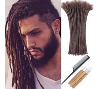 Huarisi 12 Inch Brown Dreadlock Extensions Human Hair 0.2cm Thin Loc Extensions Real Human Hair for Men Women 60 Strands #4 Full Handmade Permanent Dreadlock Extensions Can Be Curled