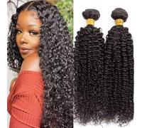 Huarisi 2 Bundle Kinky Curly Human Hair 24 26 Inch Brazilian Hair Curly Bundles 8a Unprocessed Long Human Hair Weaves Extensions 200g for Black Women Sew in Weaving