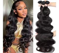 Huarisi Body Wave Human Hair 3 Bundles(24 26 28 inch), Long Brazilian Body Wave Hair Bundles for Black Women, 7a Unprocessed Remy Hair Body Wave Weaves Real Hair