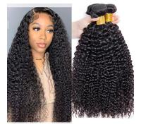 Huarisi Brazilian Kinky Curly Bundles Human Hair Weaves 18 20 22 Inch Remy Curly Hair 3 Bundles 8A Grade Unprocessed Virgin Hair Extensions Sew in for Black Women