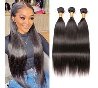 Huarisi Brazilian Straight Weave Bundles 18 20 22 Inch, Straight Human Hair 3 Bundles, 8A Grade 100% Unprocessed Brazilian Virgin Hair Extensions Weaves for Black Women