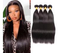 Huarisi Human Hair Weaves Bundles Straight 16 18 20 22 Inch 4 Bundles Straight Brazilian Hair 400g 8a Unprocessed Virgin Hair Remy Hair Weaves Extensions for Black Women