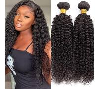 Huarisi Kinky Curly Bundles Human Hair 20 22 Inch 2 Bundles Remy Curly Hair Weaves for Black Women 12a Unprocessed Brazilian Virgin Hair 200g Natural Color Real Hair Extensions Weft