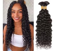 Huarisi Trecce di capelli umani ondulati con acqua, per intrecciare senza trama, 35,5 cm, 100% capelli umani non trattati, colore naturale, 100 g, capelli umani ricci sfusi per trecce Boho (1