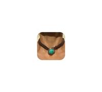 HUASAI Boho Necklaces for Women Brown Suede Choker Necklace for Women Trendy Boho Layered Leather Necklace Western Turquoise Necklace Boho Jewelry Western Outfit for Women