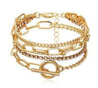 HUASAI Fashion Rhinestones Bracelets Sets Chunky Silver Bracelets for Women Stackable Bracelets Wrap Bangle Adjustable Bracelet Valentines Day Gifts for Women