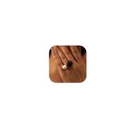 HUASAI Pearl Ring for Women Freshwater Gold Pearl Ring Stackable Pearl Beaded Ring Open Adjustable Boho Vintage Pearl Thumb Midi Pinky Knuckle Rings Wedding Rings Jewelry Gifts for Brides
