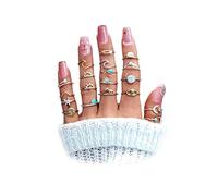 HUASAI Stackable Turquoise Rings for Women Silver Gold Jewelry Rings Set Boho Stacking Rings Midi Pinky Knuckle Rings Gifts Trendy Stuff Christmas Gifts Stocking Stuffers