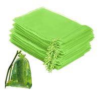 Huasean 100 Sacchetti Protezione per Frutta, Reti per Frutta con Cordoncino di Serraggio, 15 X 20 Cm per Proteggere Le Piante da Uccelli, Farfalle, Vespe, Ciliegie Acide, Moscerini Della Frutta.
