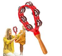 Huasean Tamburello portatile con jingles in metallo a doppia, tamburello portatile per strumenti musicali | Tamburello musicale | Strumento a percussione impermeabile e antiruggine, design ecologico