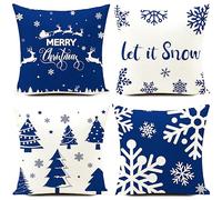HUASHUZI cuscini natalizi cuscino natale blu regali 40 x 40 cm cervo decorazioni natalizie centrotavola natalizio per la casa christmas decorations xmas cushion covers pillow