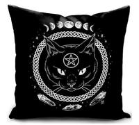 HUASHUZI federe cuscini divano 40 x 40 gatto nero gotico wicca goth witch streghe tarocchi regalo donna gadget copricuscini divano cuscino decorativi accessori soggiorno camera da letto