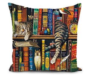 HUASHUZI federe cuscini divano 40x40 cuscino da lettura gatto regalo donna gadget copricuscini divano cuscino libreria decorativi soggiorno camera da letto accessori