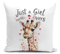 HUASHUZI giraffa federe cuscini divano 40 x 40 cm Just a Girl Who Loves giraffa gadget accessori regalo copricuscini fodera cuscino decorativi soggiorno camera da letto accessori