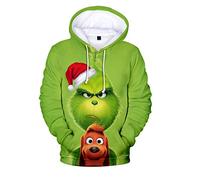 HUASON Unisex Felpe di Natale Cucciolo Renna 3D Hoodie Divertente Colorata Felpa con Cappuccio per Uomo e Donna (XS)