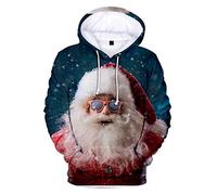 HUASON Unisex Felpe di Natale Cucciolo Renna 3D Hoodie Divertente Colorata Felpa con Cappuccio per Uomo e Donna (2XL)