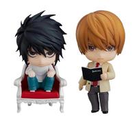 Huawealthy L e Yagami Figure luminose Death Note Anime Figure Versione Q Sostituibile Viso e Accessorio Statua d'azione Manga Modello in PVC Decorazione da Scrivania Collezione Regali per i Fan