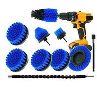 HUAWELL Spazzola per trapano Power Scrubber con 2 set di accessori estesi per superficie del bagno e della cucina, malta, vasca, doccia, piastrelle, angoli (blu)