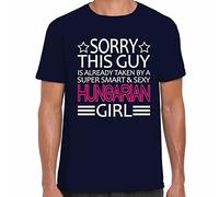 HUAX Sorry This Guy is Already Taken by a Super Smart & Sexy Hungarian Girl - White Yellow Black Red Mens Women T Tshirts T-shirt e top 100% Cotton, Colore 11, M