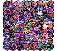 Huaxintoys Adesivi Neon Cool, Vintage, Graffiti, Decalcomanie al Neon, per Skateboard, Laptop, Valigia, Casco, Moto, Auto, Bicicletta (100 pezzi)