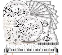 Huaxintoys Stoviglie per Feste Musica, 61 pezzi Pacchetto Festa della Musica Includere Piatto di Dim Sum, Bicchieri di Carta, Tovaglioli di Carta e Tovaglie per Decorazioni Festa Compleanno Musicali