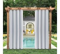 HUAXIQUE Tenda da esterno per giardino tende da sole per esterno con anelli bianche Anti-UV Protezione Solare Completa Tende per Balcone Terrazzo e Pergola Bianco 86Lx114Acm(1 Pannelli)