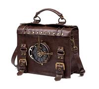 HUAXM Pelle Steampunk Zaino Retro Handmade Gotica Messenger Bag Medioevo Crossbody Borsa a Cartella del Computer Portatile Bauletto