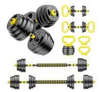 HUAYA Set di manubri regolabili, pesi liberi da 4,5 a 40,8 kg con connettore, manubri 4 in 1, bilanciere, kettlebell e supporto push-up, set di pesi regolabili per palestra a casa, attrezzature per il