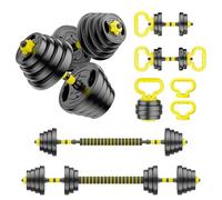 HUAYA Set di manubri regolabili, pesi liberi da 4,5 a 40,8 kg, con connettore, manubri 4 in 1, bilanciere, kettlebell e supporto push-up, set di pesi regolabili per palestra a casa, attrezzature per