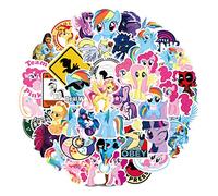 Huayao My Little Pony Stickers - 50 adesivi a forma di unicorno, per sacchetti regalo, regalo di compleanno dei bambini, per ragazze e ragazzi, impermeabili, glitterati, cartoni animati, colore: