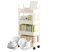 Huayeex Carrello con ruote | Carrello per libri a rotelle, carrello portaoggetti a 3/4 livelli con manico e ruote, carrello organizer multifunzionale per cucina, soggiorno, garage