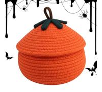 Huayeex Cesto di zucca intrecciato con coperchio, Cestino di zucca con coperchio | Cestino portaoggetti in tessuto di Halloween con - Organizzazione della toeletta di caramelle