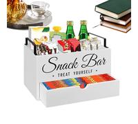 Huayeex Organizzatore Condimenti Caffè, Portaoggetti da Bancone per Caffè con Scomparti, Porta con Cassetto Legno per Organizzazione Cucina Zucchero e Dolcificanti Domestico